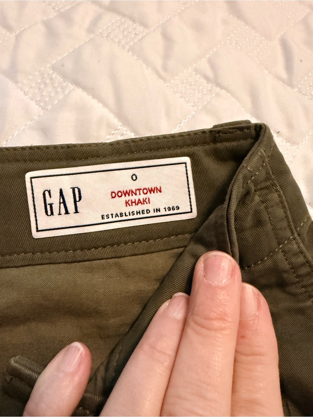 GAP Downtown Khaki Straight-Leg Pants in Olive